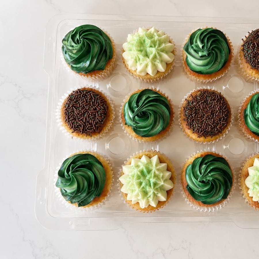 Sage-green and vanilla buttercream cupcakes